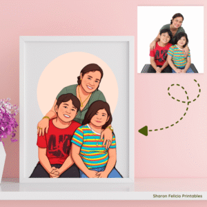 Custom Family Cartoon Portrait from Photo | Personalized Digital Illustration