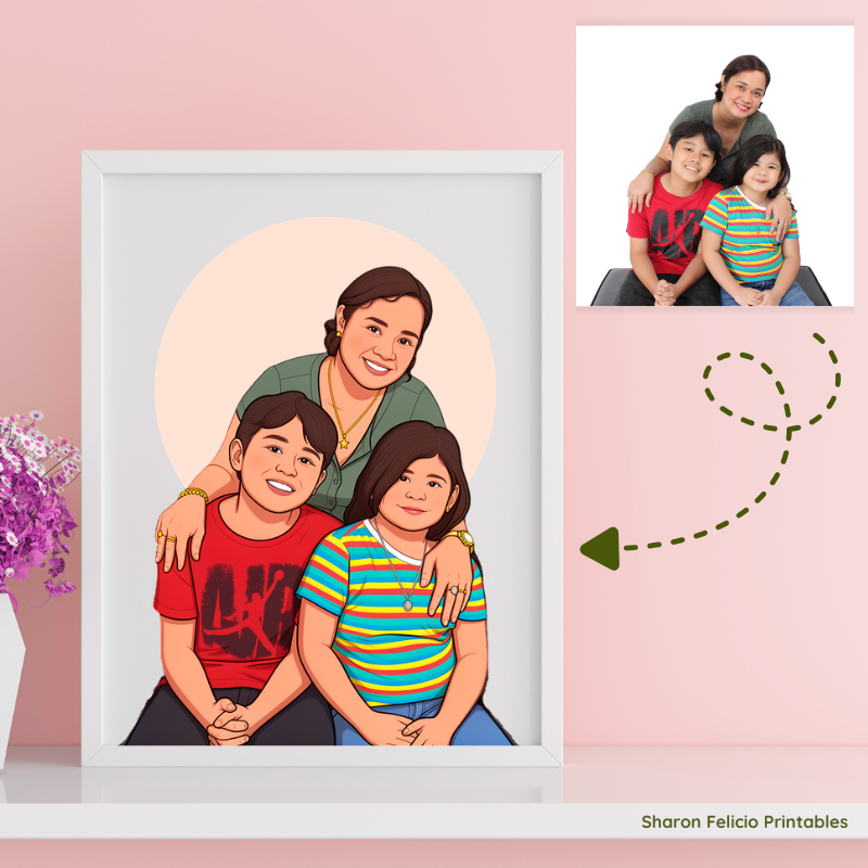 Custom Family Cartoon Portrait from Photo | Personalized Digital Illustration