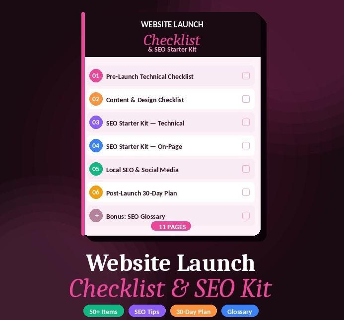 Website Launch Checklist & SEO Starter Kit, The Complete Guide for Mompreneurs & Small Business Owners