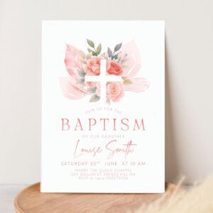 Boho Floral Baptism Invitation for Girls