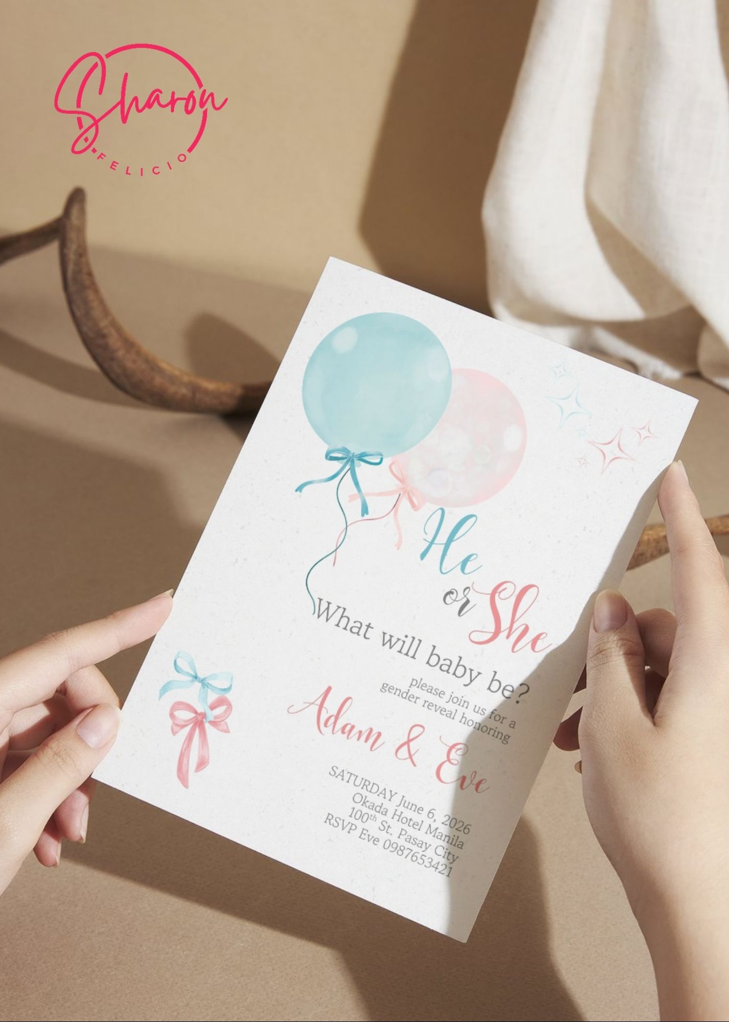 Baby Gender Reveal Party Invite | Printable Digital Invitation Template - Image 2