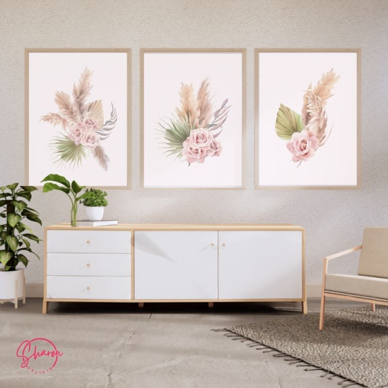 Floral Boho Wall Art Print Set (Digital Download)