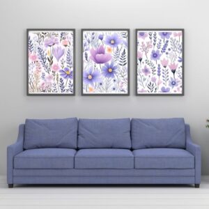 Purple Floral Wall Art Print Set (Digital Download)
